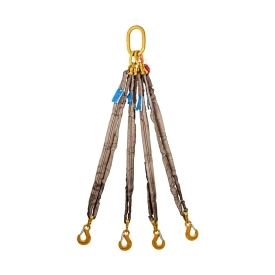 Čtyřpramenný textilní vazák, oko-4 x hák, Nosnost 12 600/9000 kg, Certifikovaný